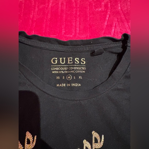 GUESS Black Rhinestone Logo Tee - Picture 3 of 5